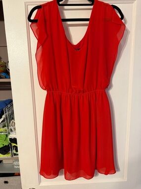 Gianni Bini Red Sleeveless Chiffon Dress